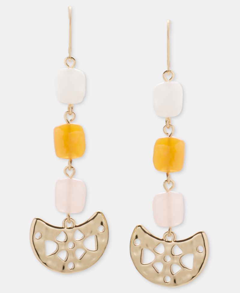 Gold-Tone Linear Beaded Drop Earrings