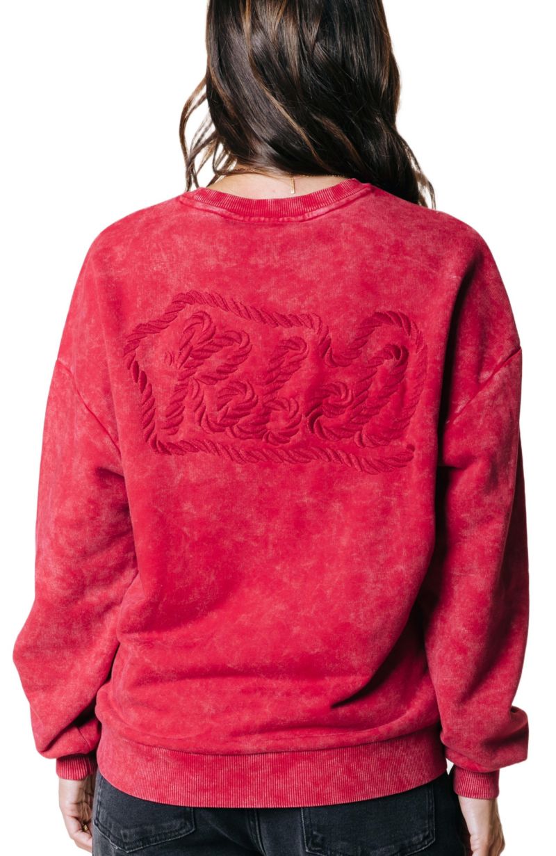 Women's Braid Acid Wash Dropped Shoulder Sweaters