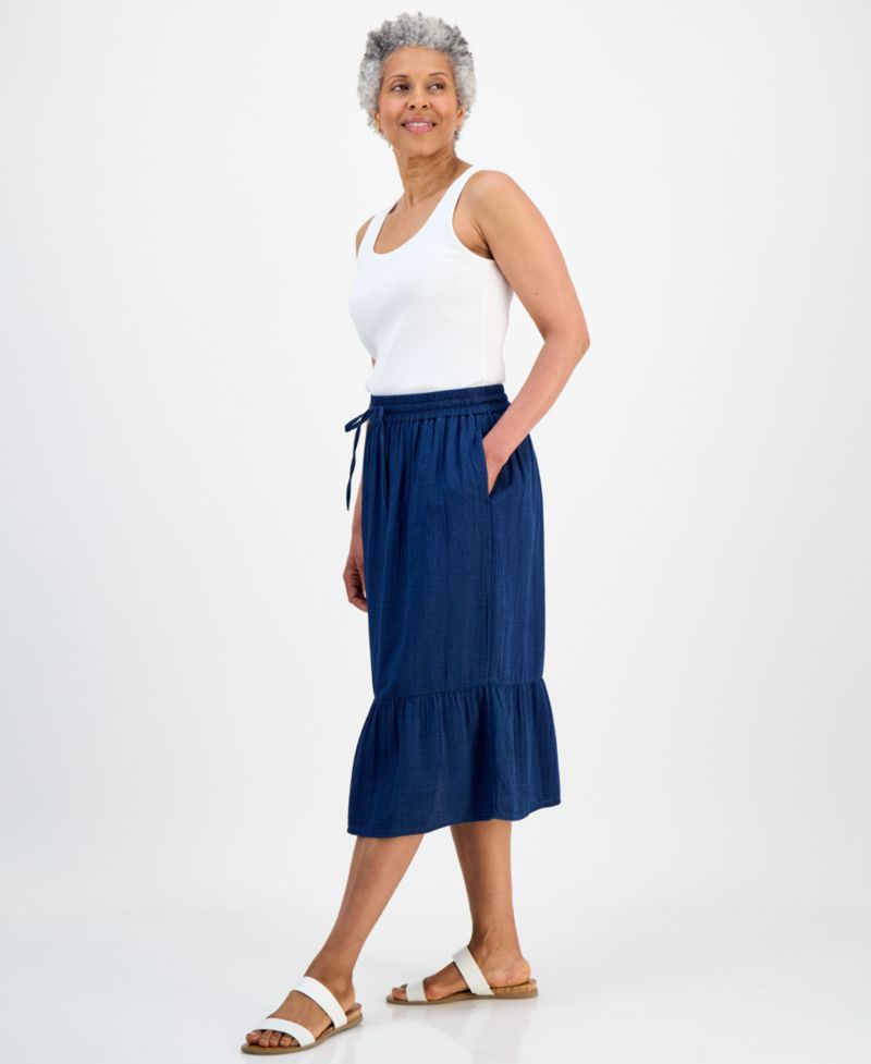 Petite Cotton Gauze Midi Skirt