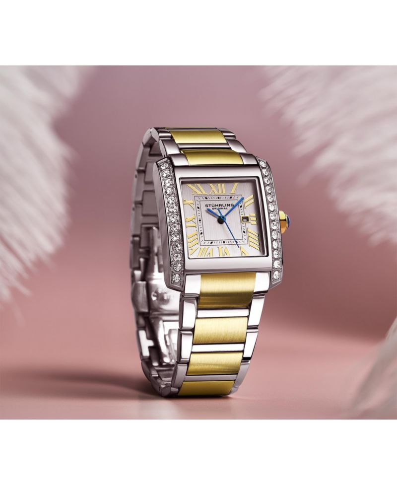 Elan 4088.3 Women s Rectangular Quartz Watch, Two-Tone Stainless Steel Bracelet