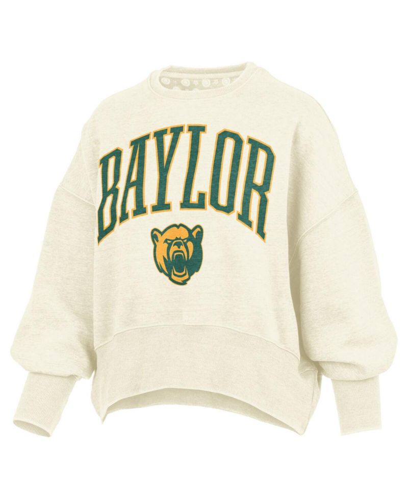 Women's Natural Baylor Bears Oversized Waist-Length Crewneck Sweatshirt
