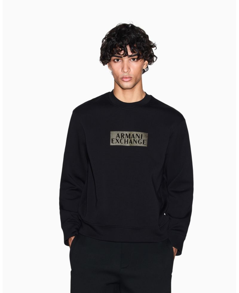 Men's Gold Logo Center Chest Graphic Crewneck Sweatshirt