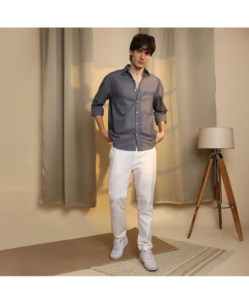 Men's Moon Grey Seersucker Shirt