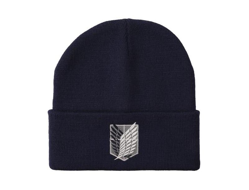 Men's Embroidered Survey Corps Logo Black Cuff Beanie
