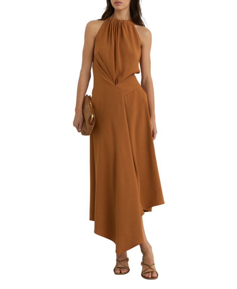 Women's Drape-Detail Sleeveless Midi Dress