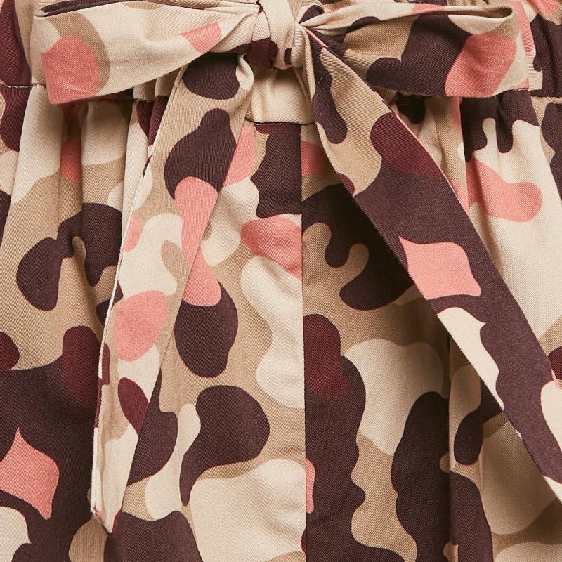 Women's Beige Camouflage Print Cotton Shorts