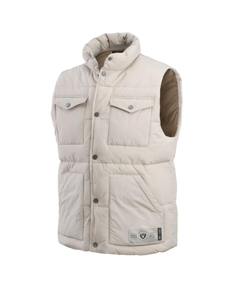 Darius Rucker Collection by Men's Cream Las Vegas Raiders Puffer Full-Snap Vest