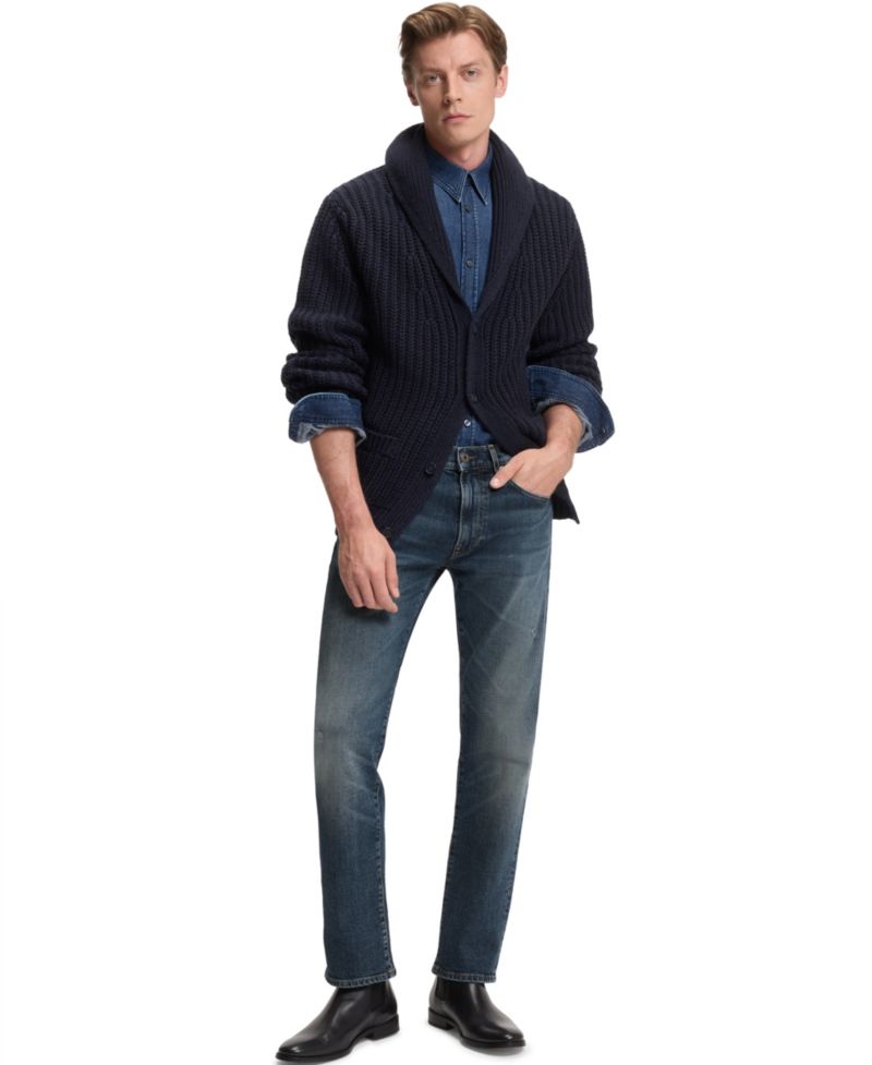 BECKHAM x BOSS Men's Blue Stretch Slim-Fit Denim Jeans