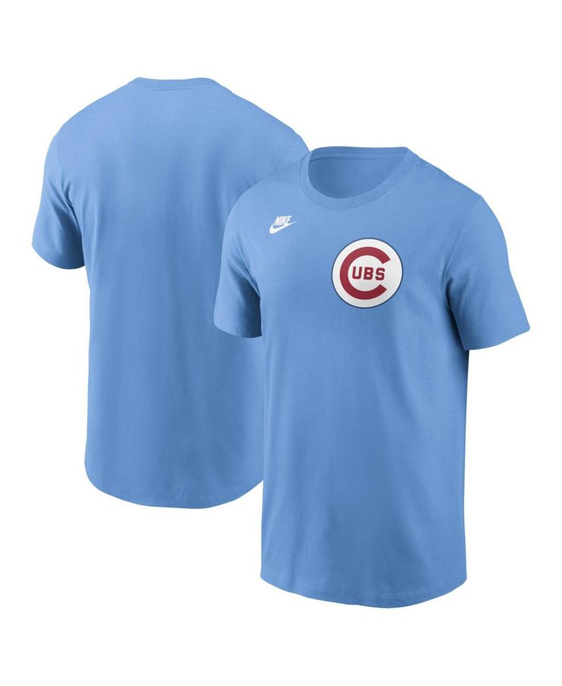 Men's Light Blue Chicago Cubs Cooperstown Wordmark T-Shirt