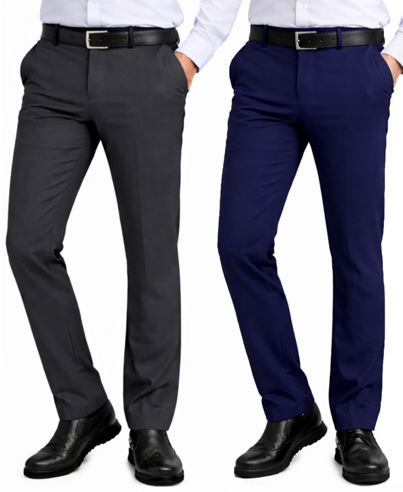 Men's Slim-Fit Woven Stretch Pants, 2-Pack