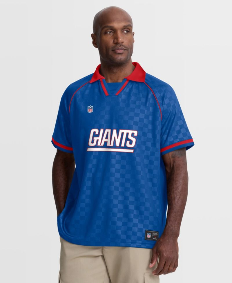 Men's Royal/Red New York Giants Homerun Raglan V-Neck Polo Shirt