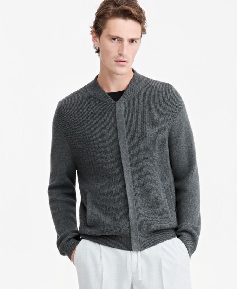 Men's Textured Zip Bomber Sweater, Macy's Exclusive