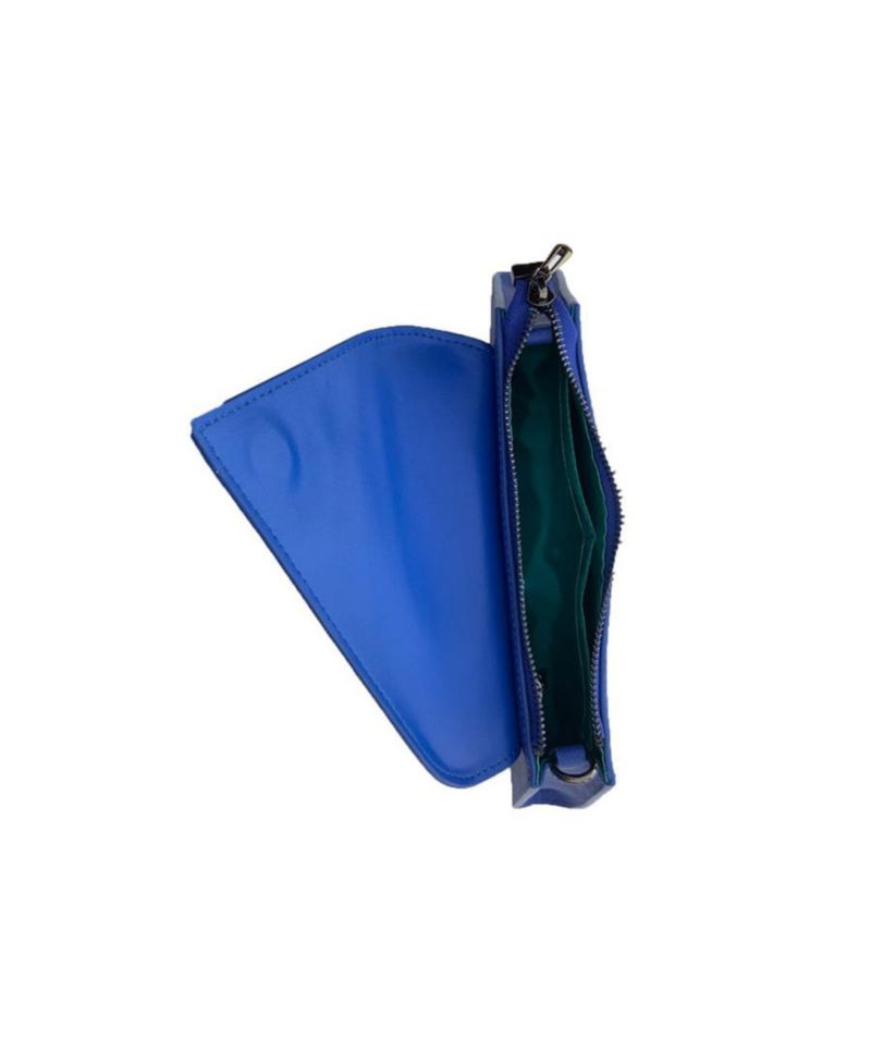 Saffiano Leather Clutch Bag Evening Purse Crossbody Cobalt Blue Unique Women's Handbag