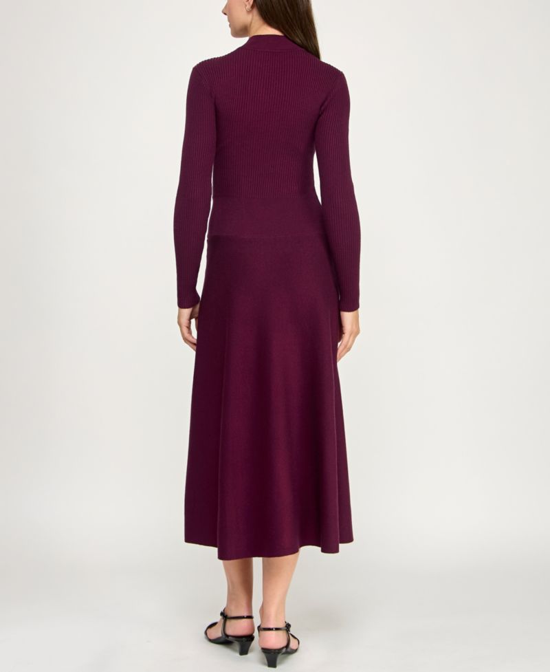Juniors' Mini Buttons A-Line Sweater Dress