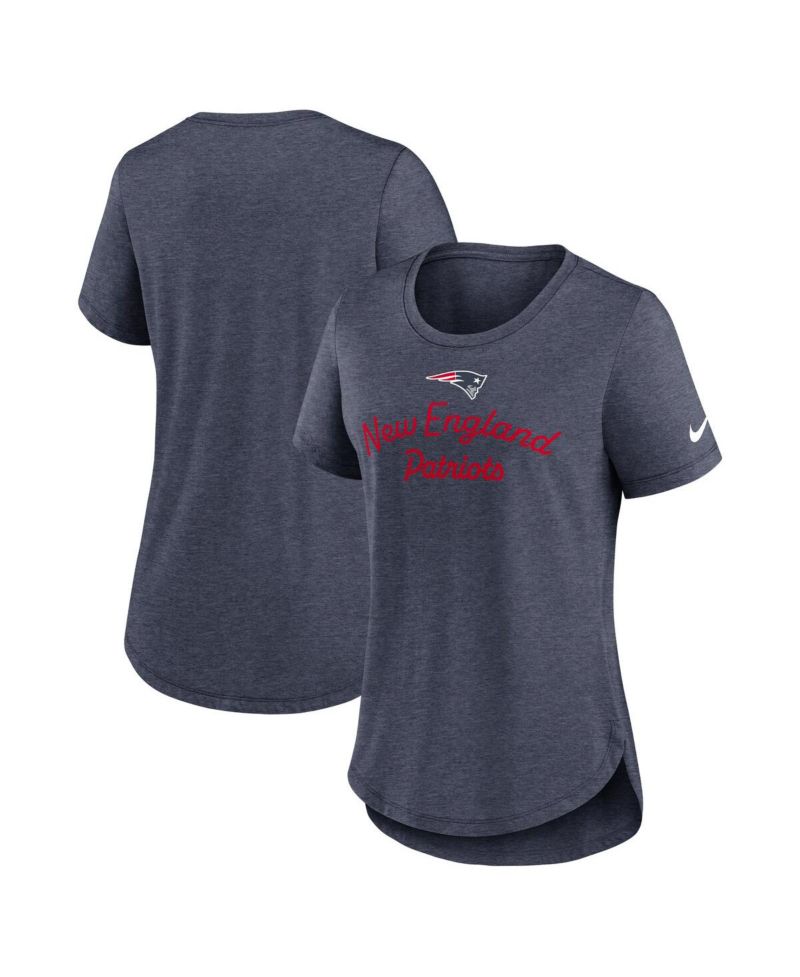 Women's Navy New England Patriots Script Tri-Blend T-Shirt