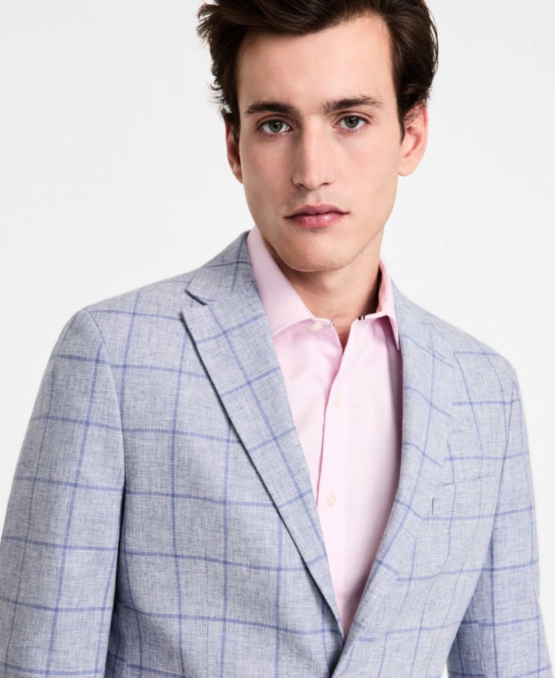 Мужская спортивная куртка Windowpane из льняной ткани современного покроя