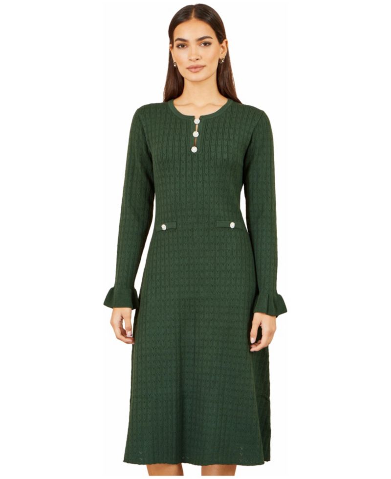 Women's Long Sleeve Knitted Midi Dress