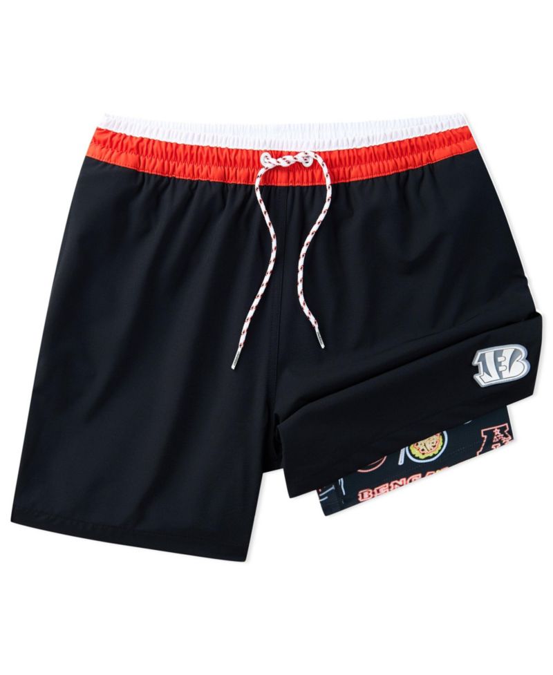 Men's 5.5" Black Cincinnati Bengals Lined Classic Swim Trunks