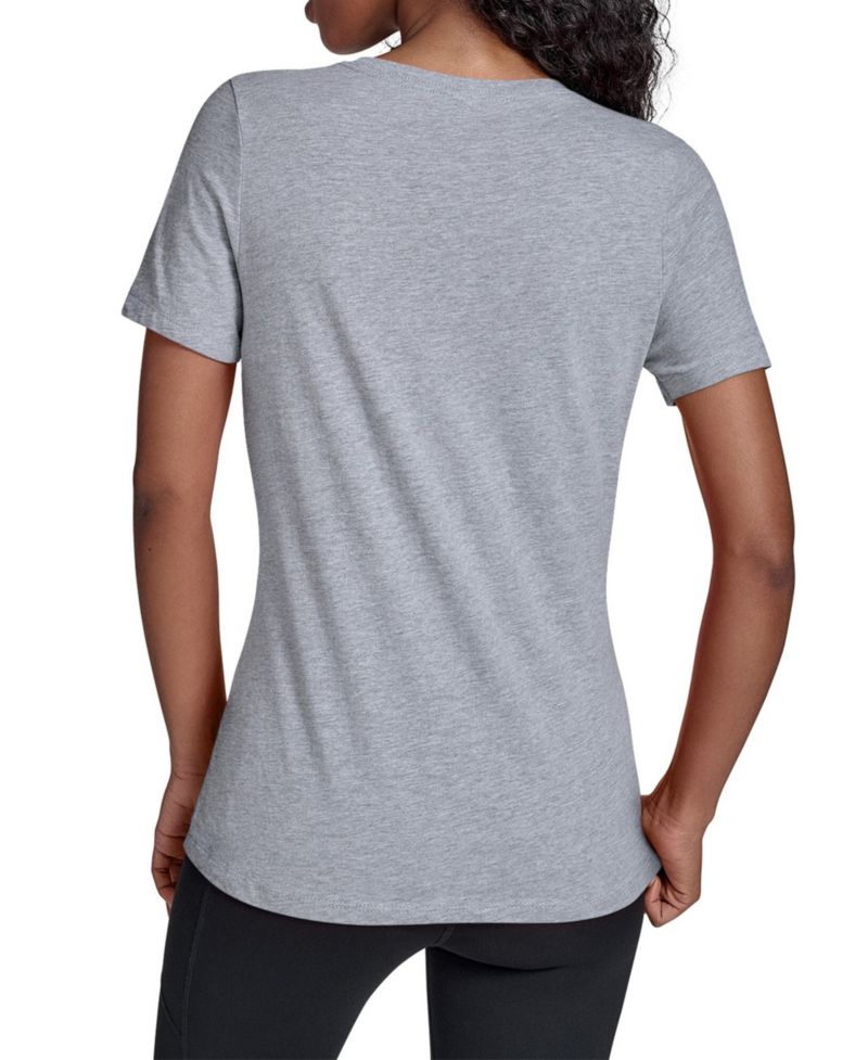 Women's Gray New York Knicks Team Stripe V-Neck T-Shirt