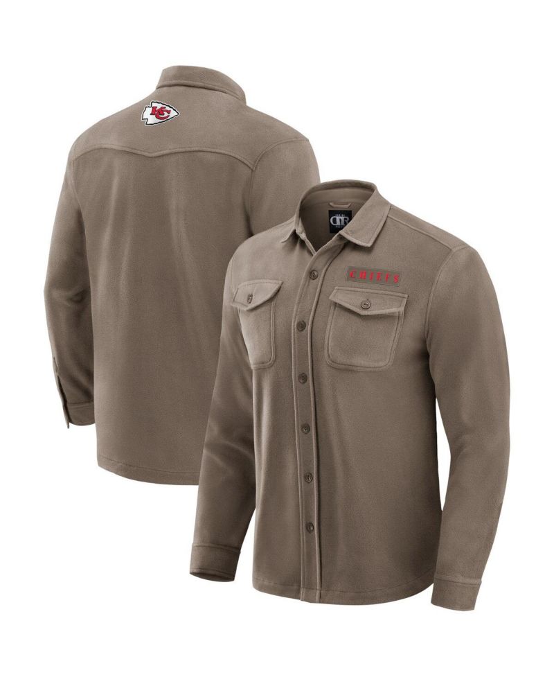 Darius Rucker Collection by Men's Tan Kansas City Chiefs Polar Fleece Cozy Button-Up Shirt