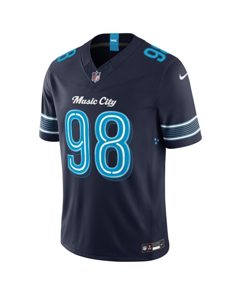 Men's Jeffery Simmons College Navy Tennessee Titans 2026 Rivalries Collection Vapor F.U.S.E Stitched Limited Jersey