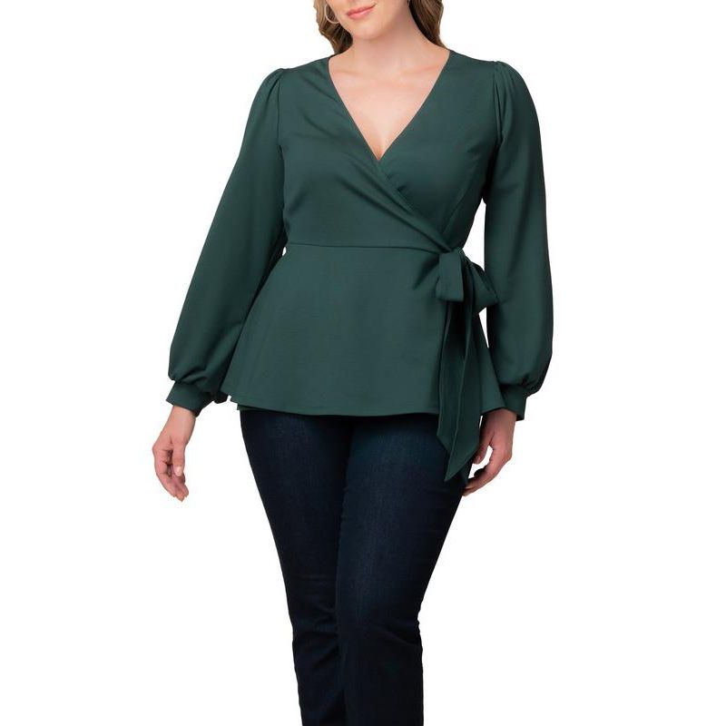 Plus Size Natasha Long Sleeve Wrap Top