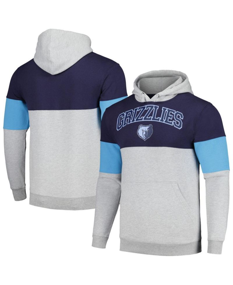 Men's Navy Memphis Grizzlies Contrast Pieced Pullover Hoodie