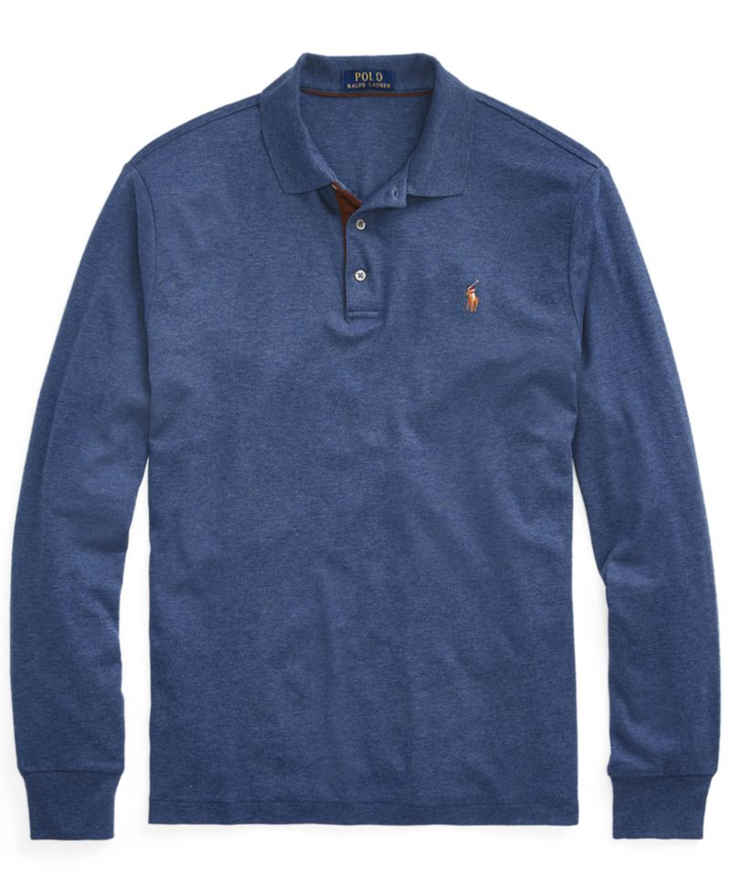 Men's Big & Tall Soft Cotton Long-Sleeve Polo Shirt