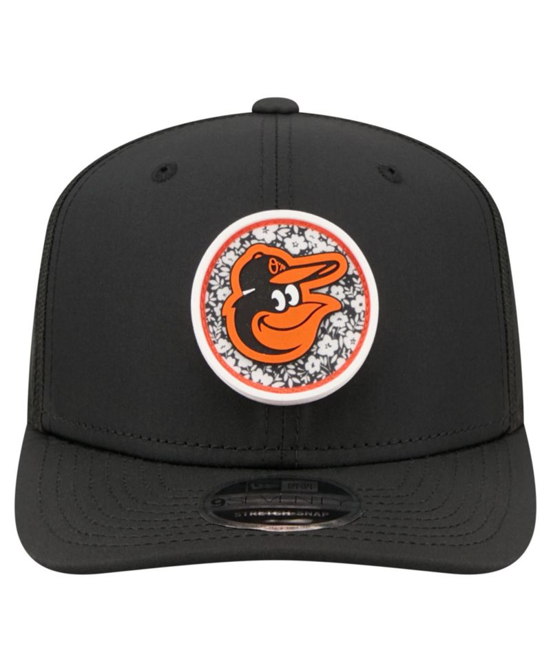 Men's Black Baltimore Orioles Floral Patch 9SEVENTY Adjustable Hat