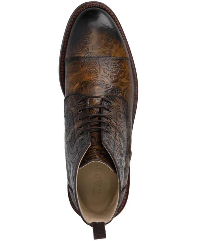 Men's Rome Embossed Leather Cap Toe Lace-up Boot