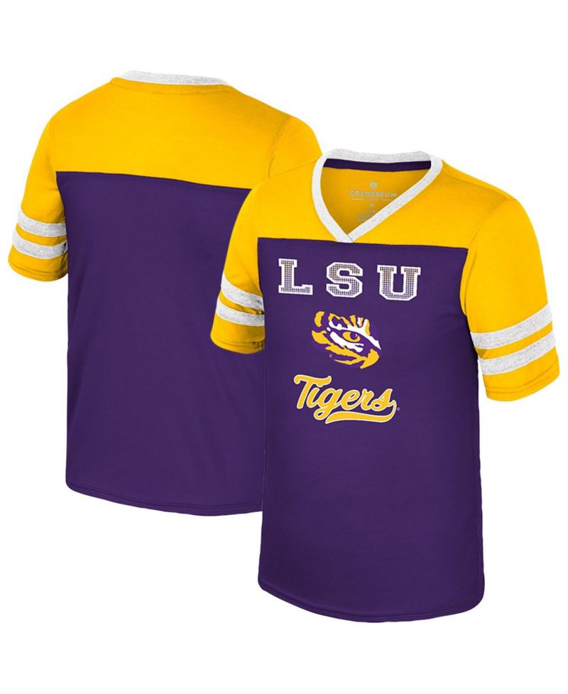 Big Girls Purple LSU Tigers Princess Bubblegum Bling T-Shirt