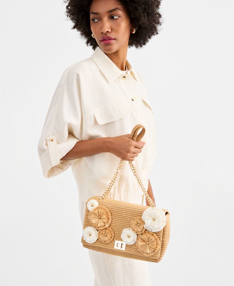 Soft Ajae 3D Floral Straw Crossbody Handbag
