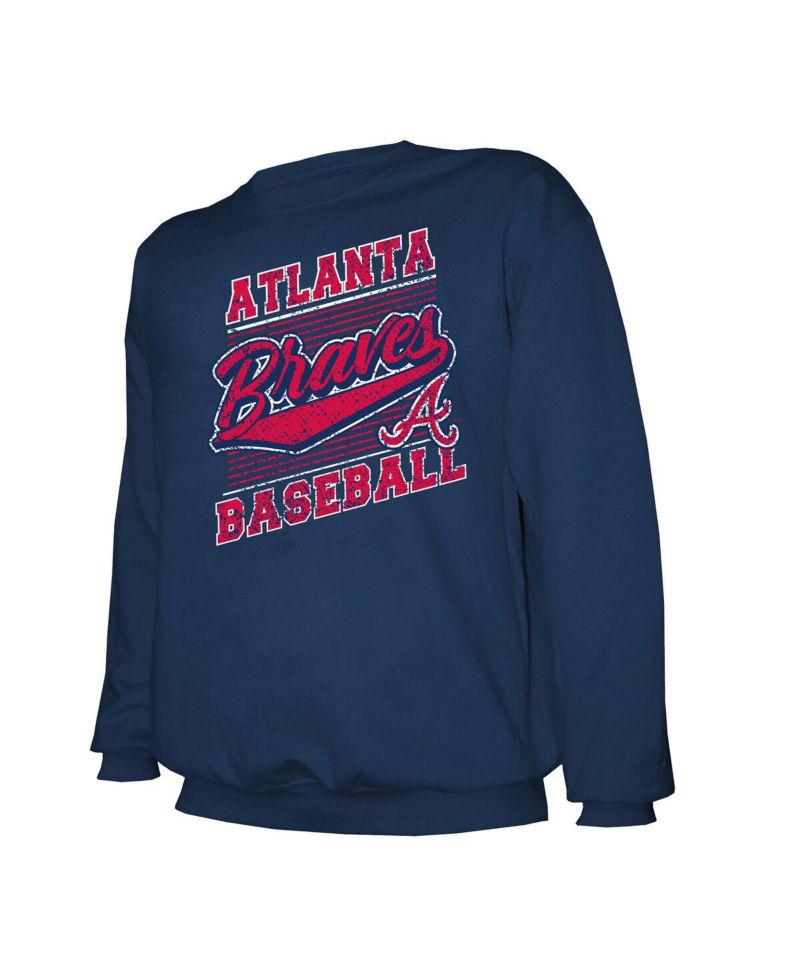 Men's Navy Atlanta Braves Pullover Sweatshirt