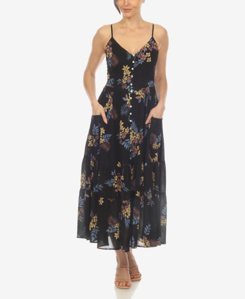 Women's V-neck Floral Print Maxi Dress