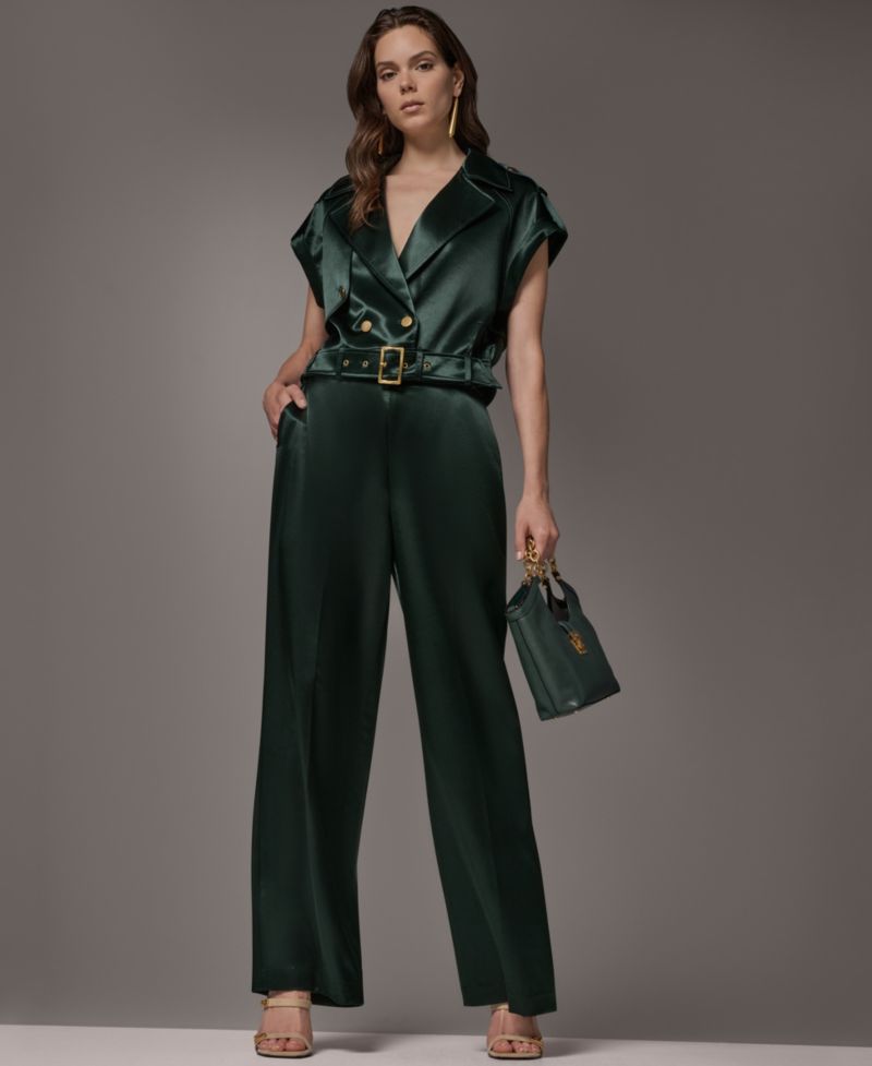 Women's Luxe Drape Satin Belted Vest