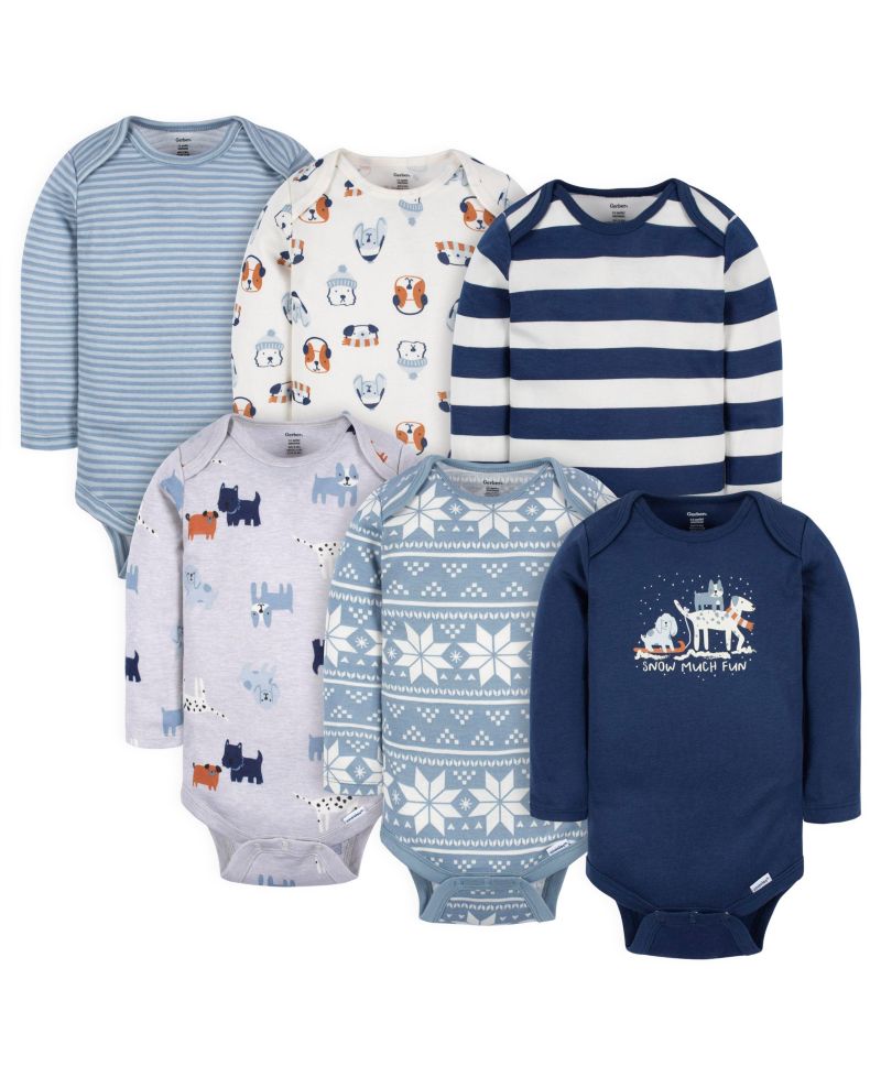 Baby Boys Long Sleeve Onesies Bodysuits, 6-Pack