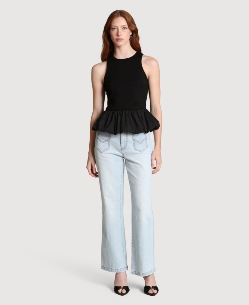 Women's Peplum Crew Neck Tank Top