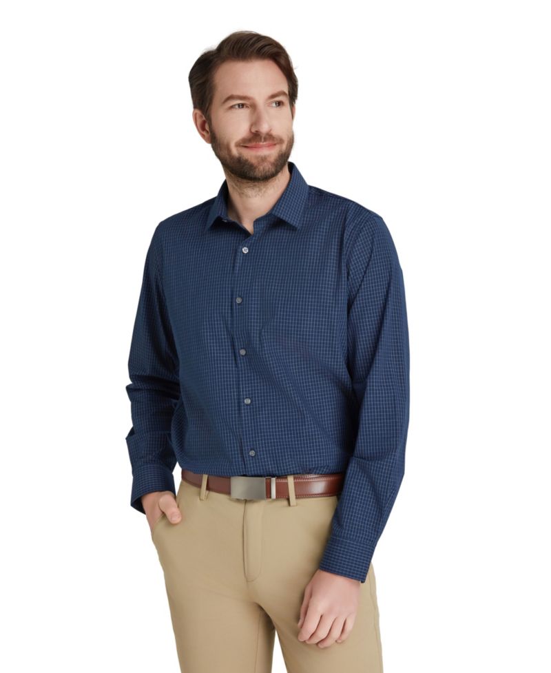 Men's Slim-Fit Grid Dress Shirt