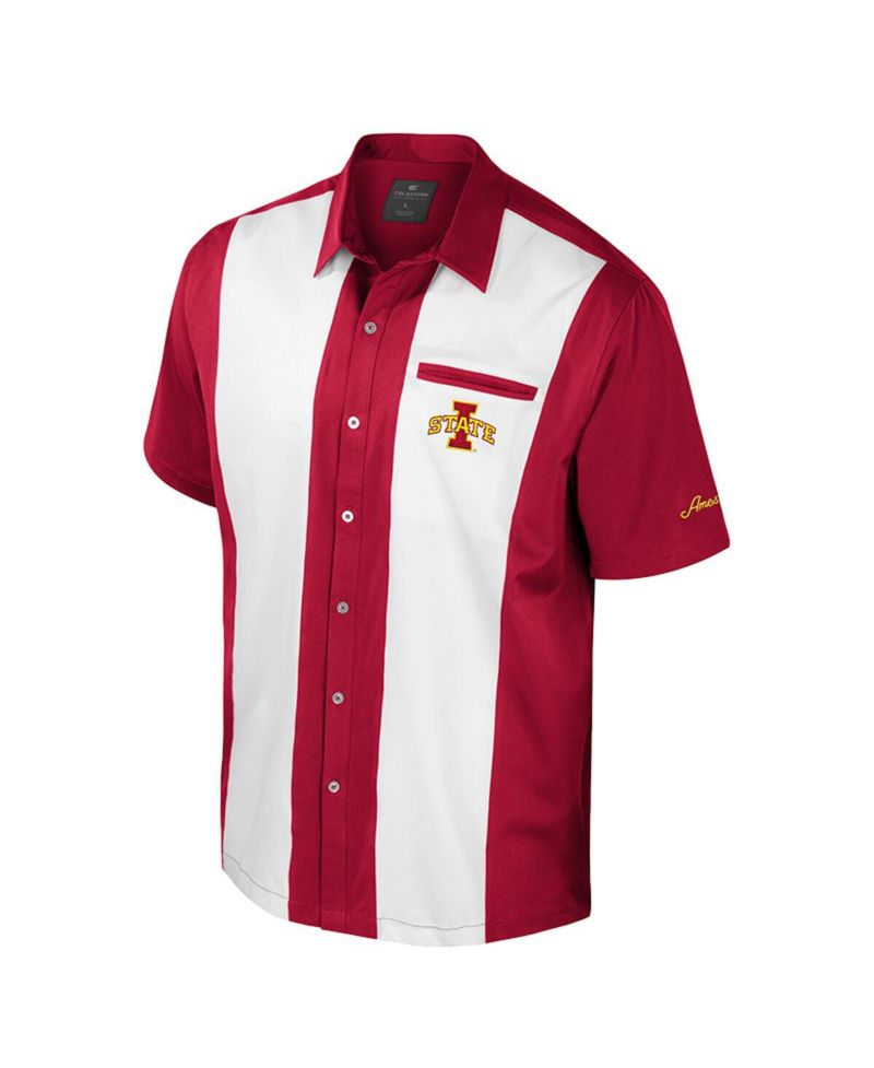 Men's Cardinal Iowa State Cyclones Strike Bowling Button-Up Shirt