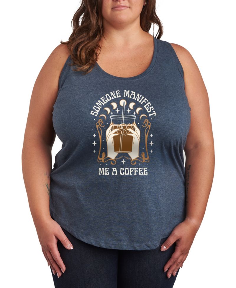 Plus Size Manifest Coffee Graphic Tank Top