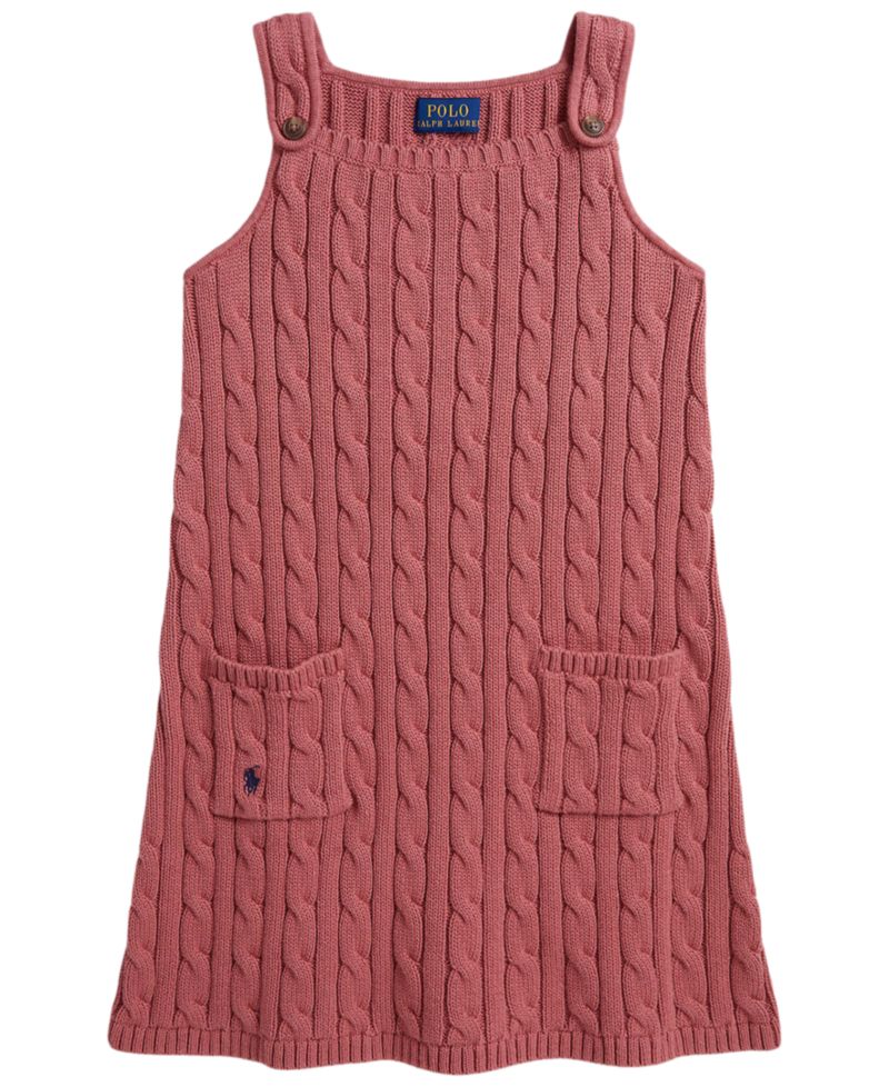 Girls' 2T-6X Cable-Knit Cotton Sweater Dress