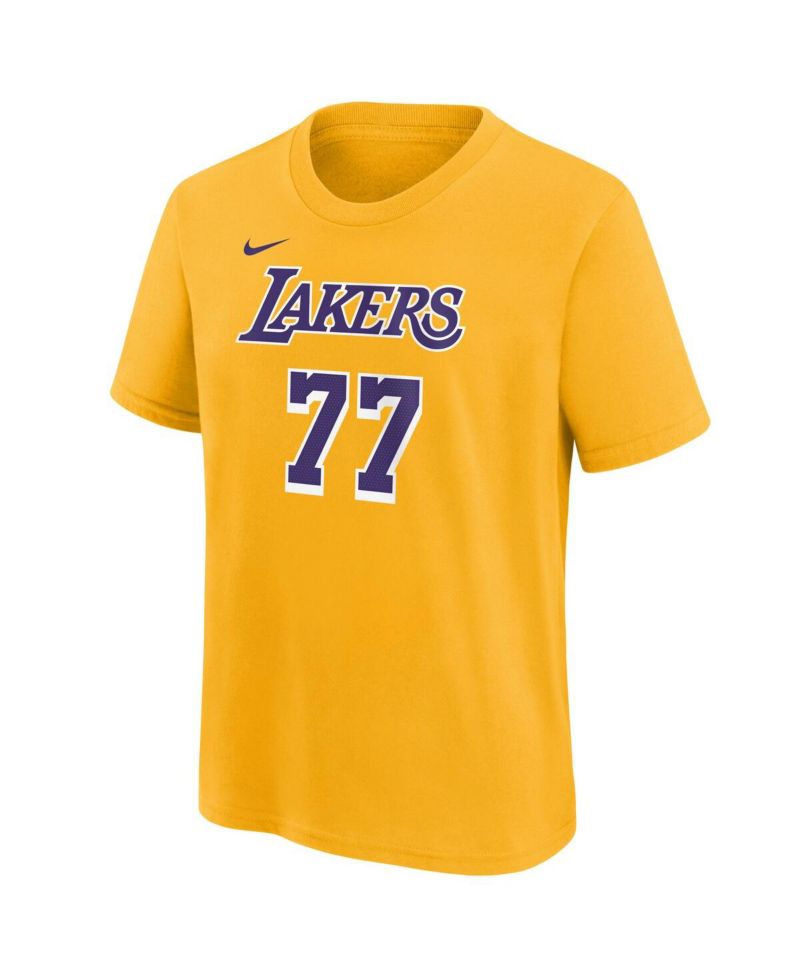 Big Boys and Girls Luka Doncic Gold Los Angeles Lakers Player Name & Number T-Shirt