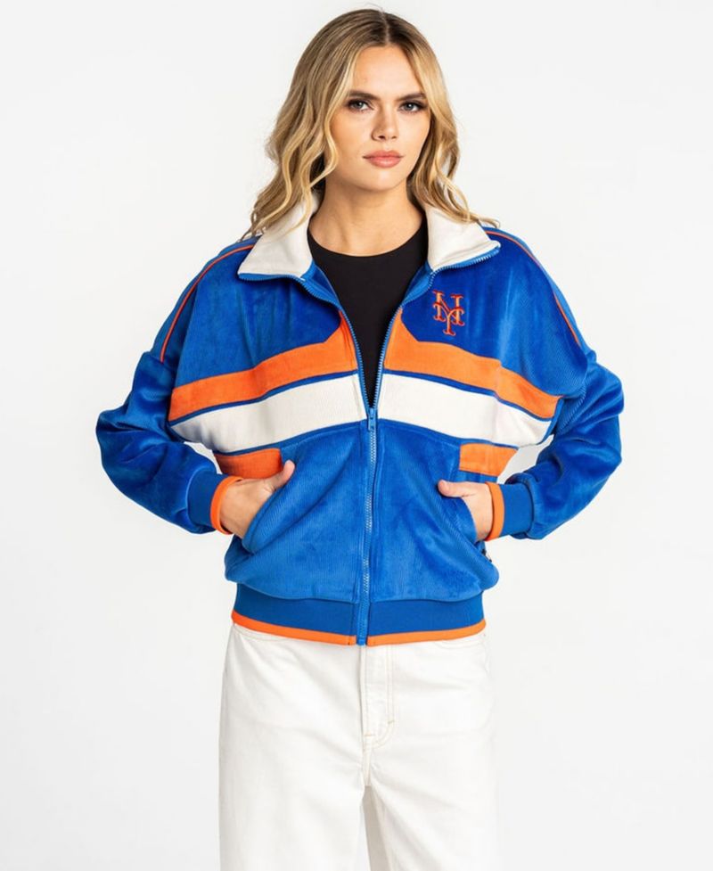 Women's Royal New York Mets Velvet Cord Full-Zip Jacket