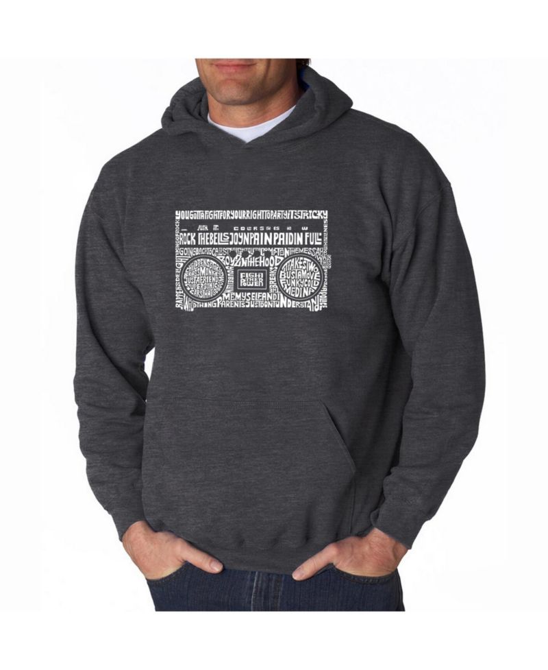 Men's Word Art Hooded Sweatshirt - Greatest Rap Hits of The 1980's