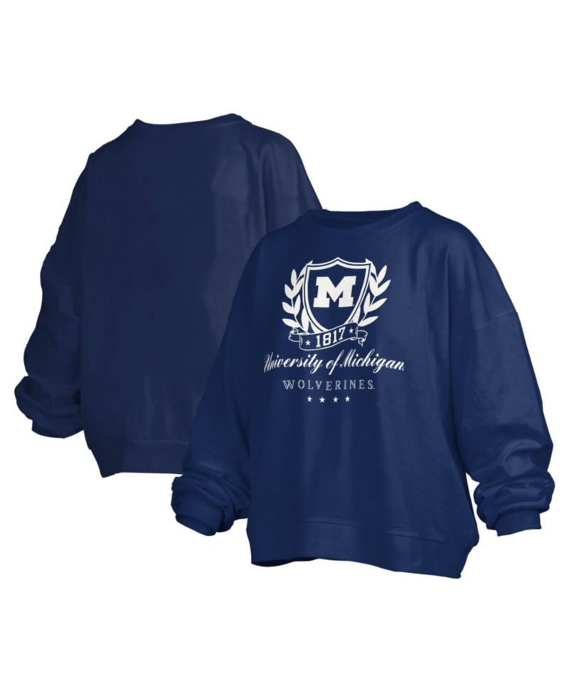 Women's Michigan Wolverines Janice Oversized Cropped Pullover Sweatshirt