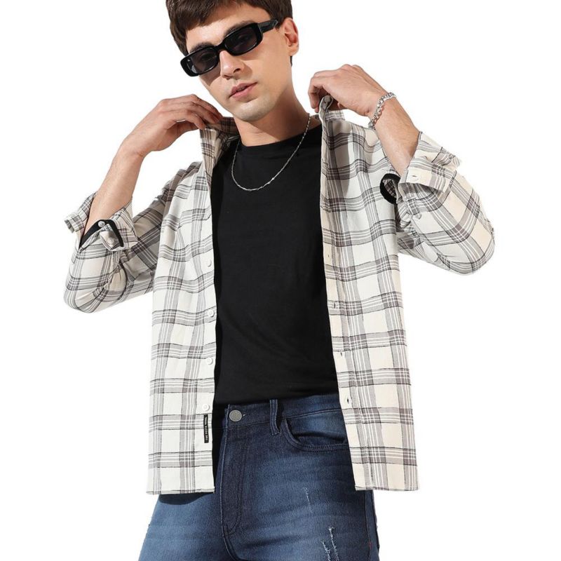 Men's Multicolour Checkered Regular Fit Casual Shirt