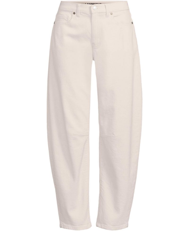 Petite Soft Denim Mid Rise Relaxed Barrel Ankle Jeans