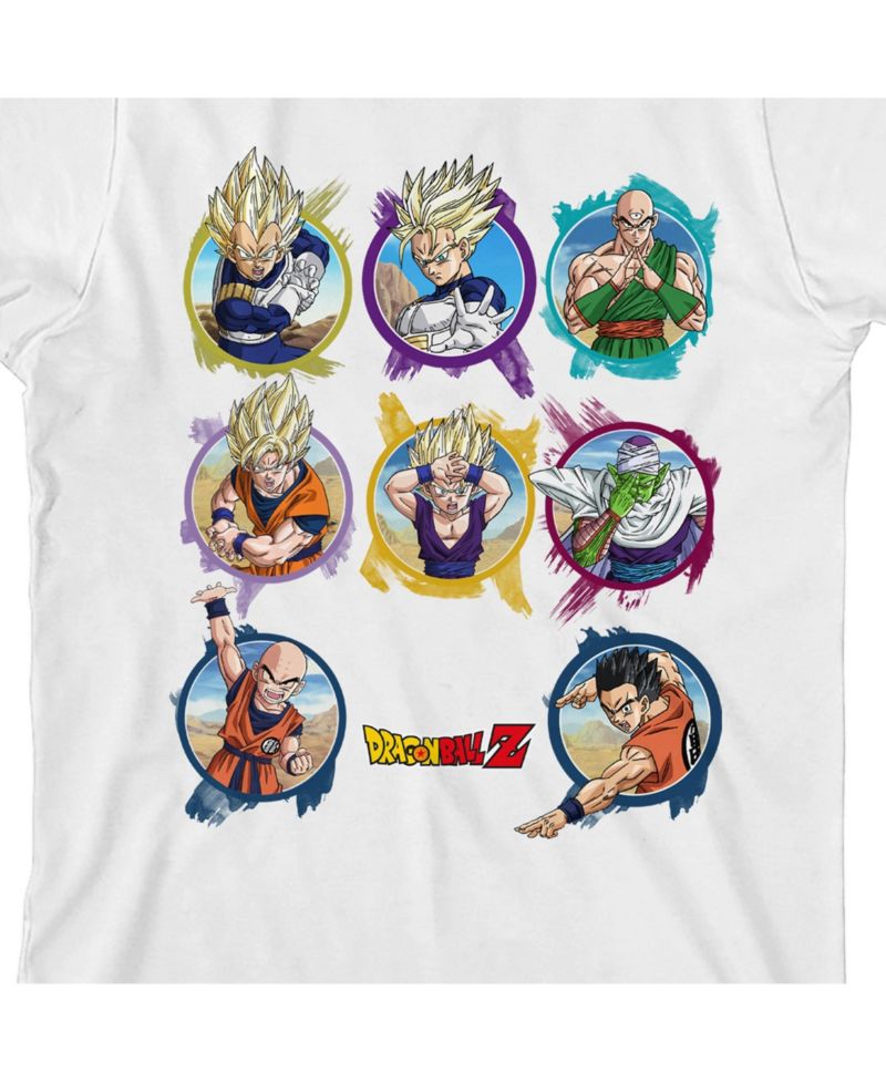 Character Circles Crew Neck Short Sleeve Boy's White T-shirt-XS
