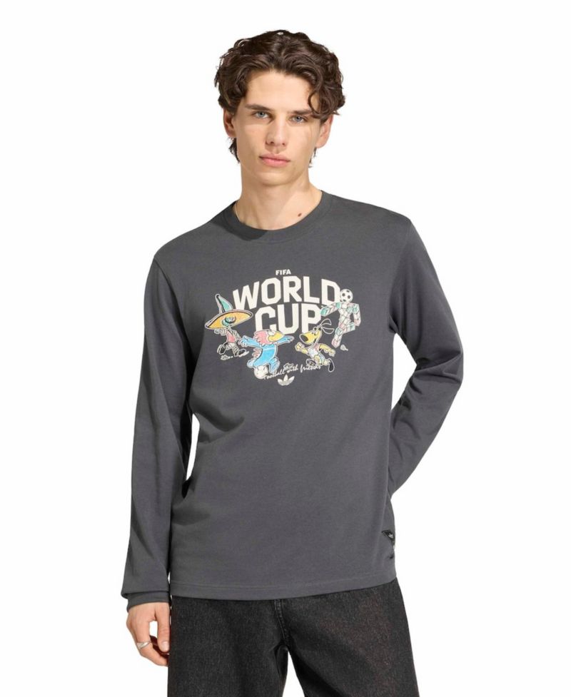 Men's Gray FIFA World Cup Historic Mascot Long Sleeve T-Shirt