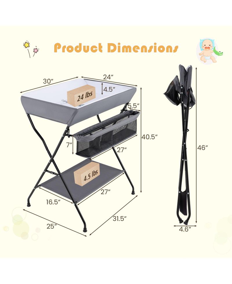 Baby Storage Folding Diaper Changing Table
